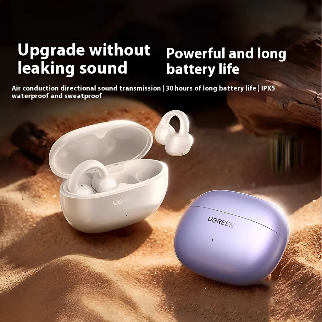 HiTune S3 clip-on wireless bone conduction sports earphones in black with rubber construction and Bluetooth 5.4