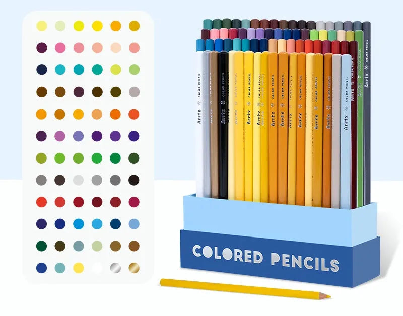 Boxed set of 72 or 126 art colour pencils with basswood barrels for student painting and exam work