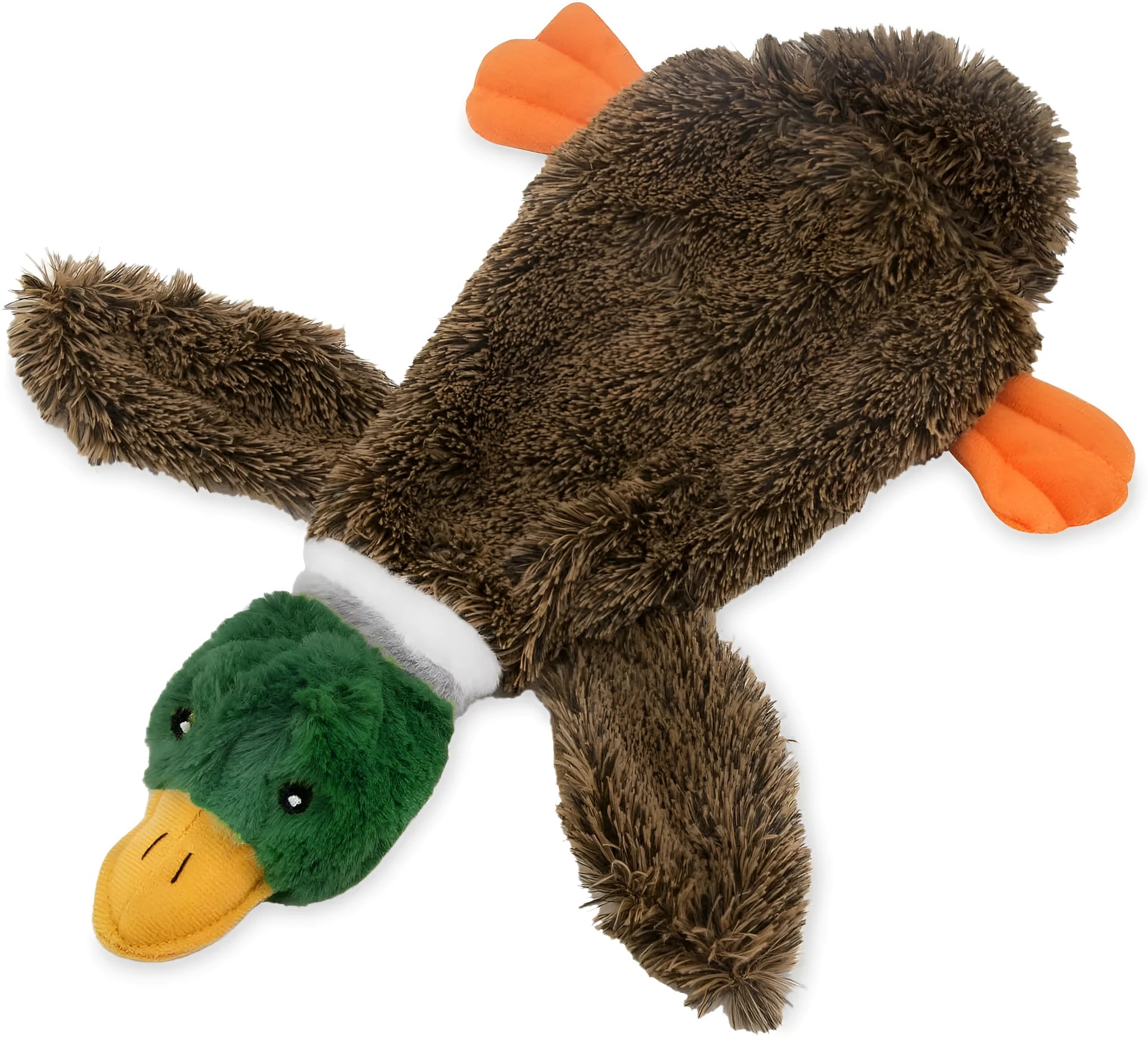 Green wild duck design stuffless dog chew toy with squeakers