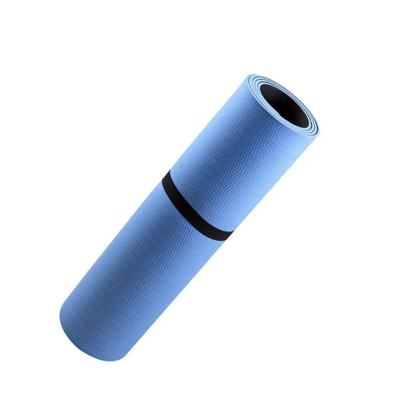 Blue floral pattern conductive yoga mat with grounding wire, showing non-slip PU surface