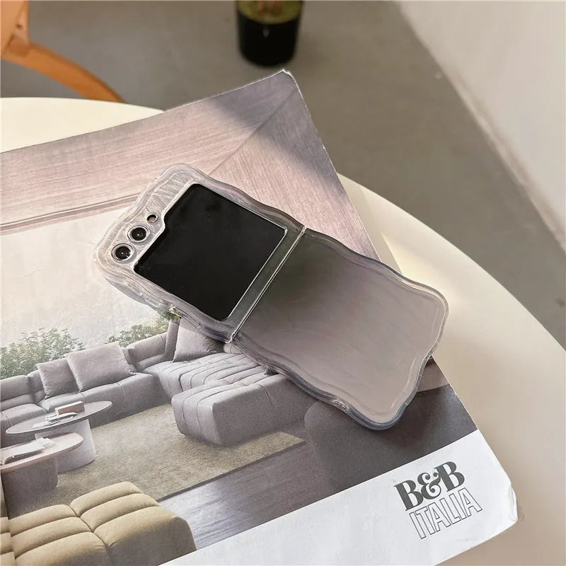 Feather yarn gradient multicolor back cover case for Samsung Z Flip folding phone, IMD finish, five colour options