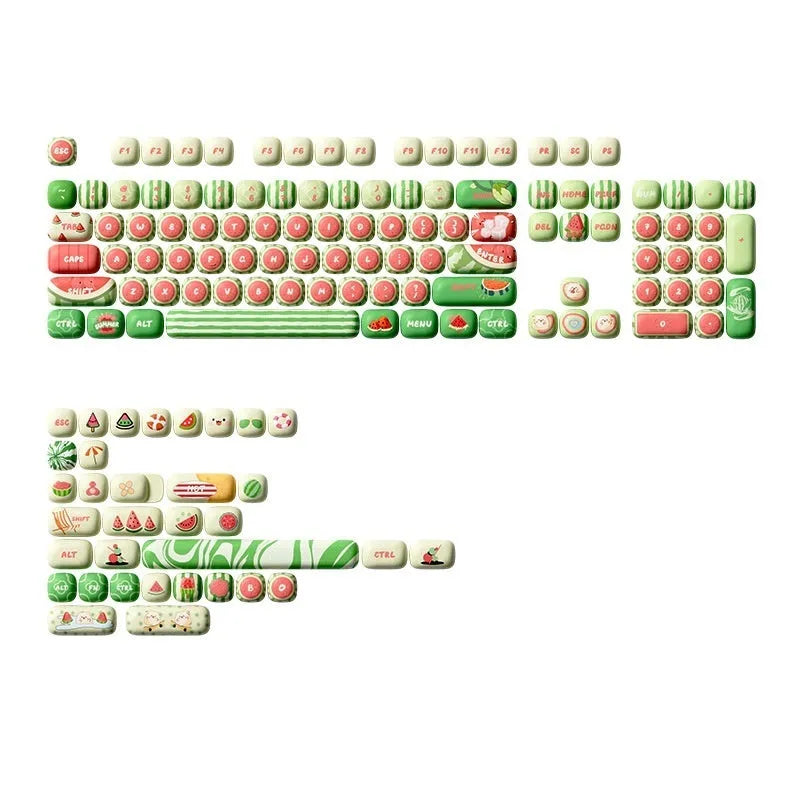 PBT mechanical keyboard key caps with mushroom shape and watermelon theme sublimation print