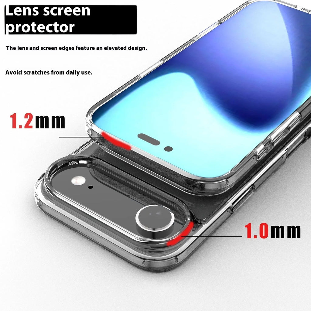 Transparent magnetic phone case for iPhone 17 models showing shockproof design