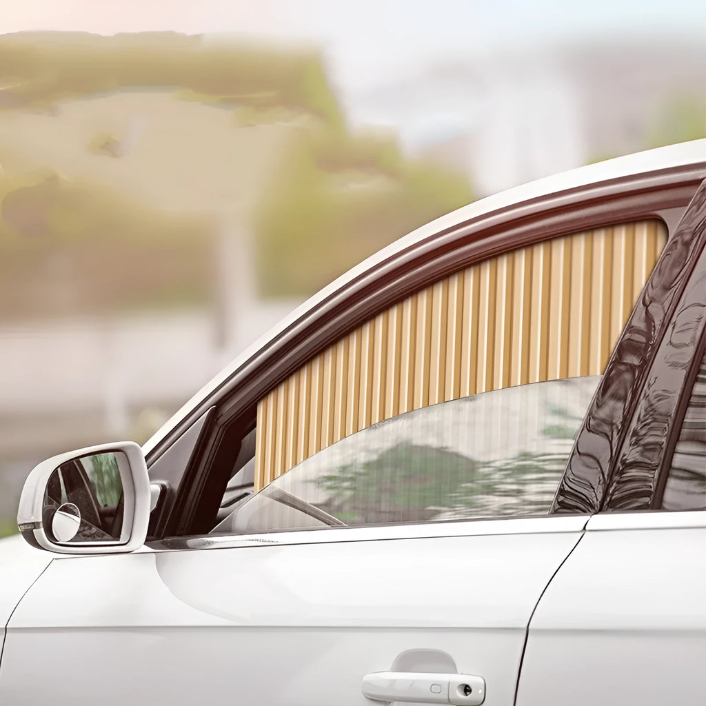 Auto retractable car sunshade sunscreen with roller shutter mechanism in thick opaque cloth material