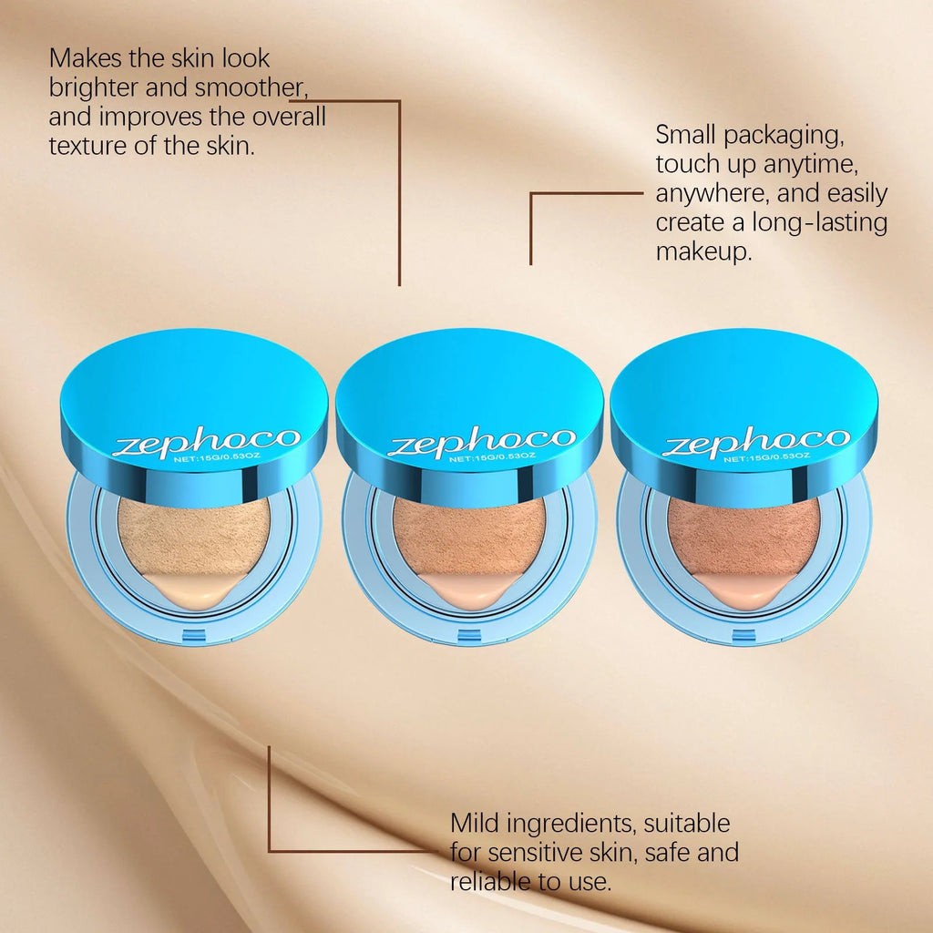 Matte concealer air cushion compact with puff in 15g size, three shade options