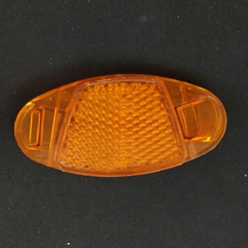 White and yellow plastic bicycle reflector spoke decorations for front and rear wheel safety lighting
