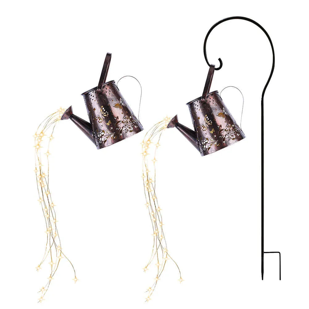 Iron solar garden lamp with butterfly pattern design for outdoor lighting