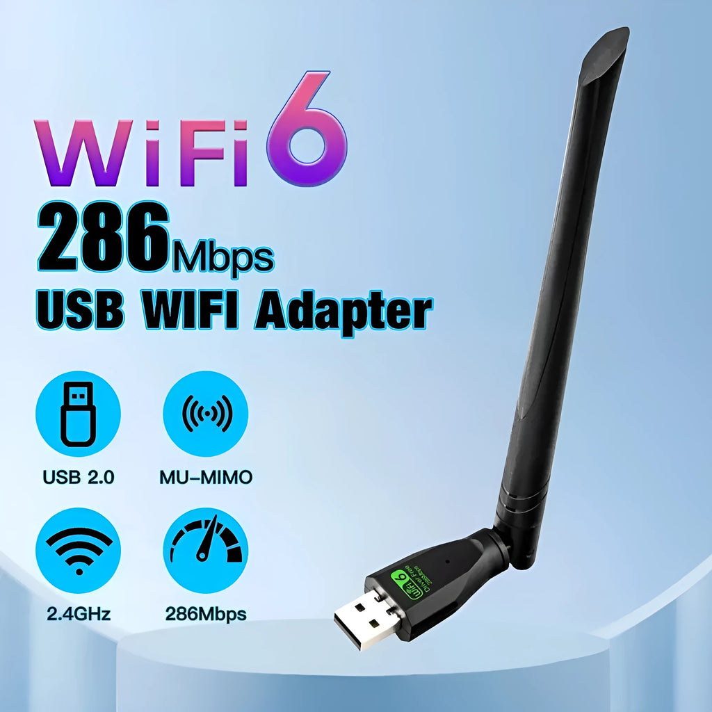 Black USB WiFi 6 wireless network card for PC and laptop connectivity upgrade
