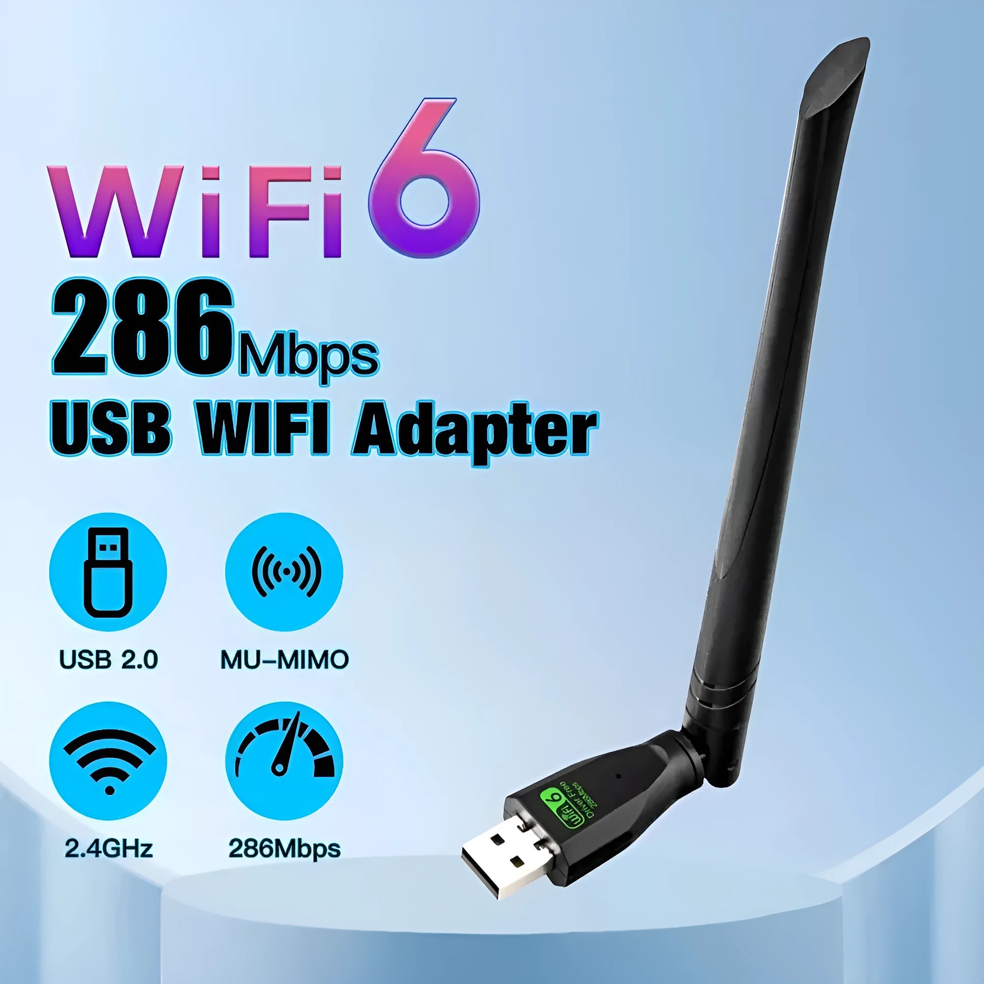 Black USB WiFi 6 wireless network card for PC and laptop connectivity upgrade