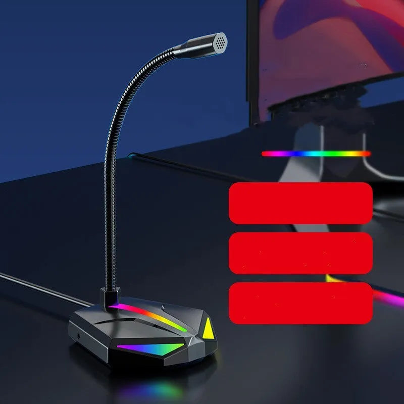 USB computer microphone moving coil all-directional pickup 2-channel stereo desktop stand gaming voice