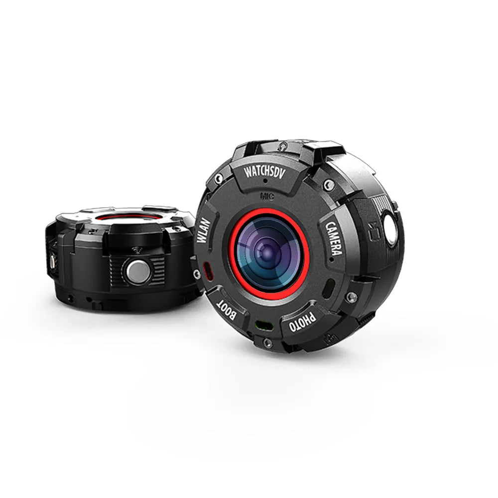 Black sports digital camera with waterproof design measuring 290mm long