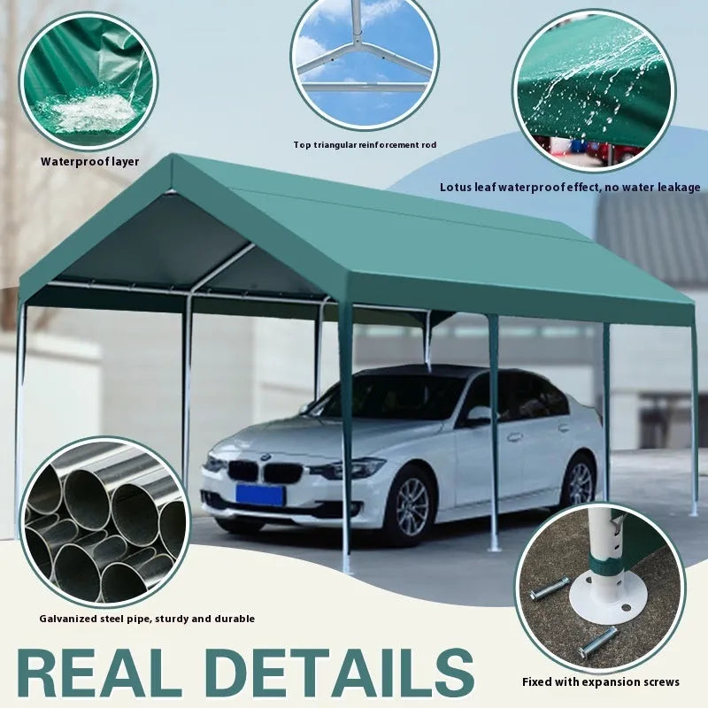 Portable storage canopy sunshade with steel frame and 3m x 6m PE tarpaulin for outdoor stall