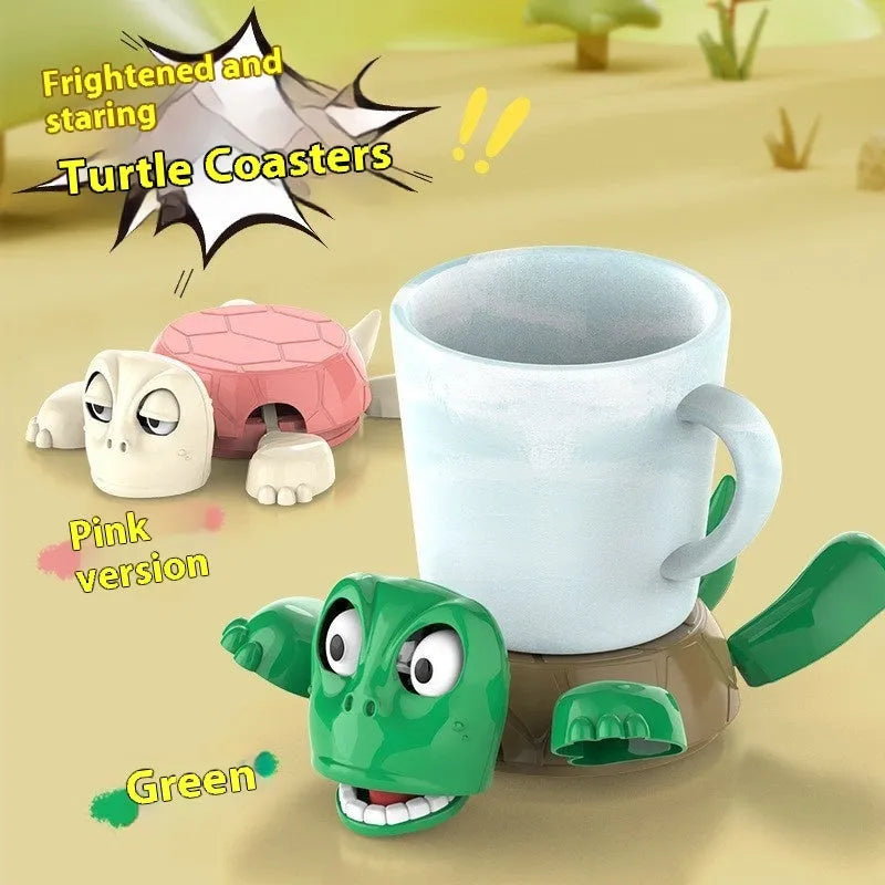 Creative turtle shaped coaster in dark green light green wheat starch or yellow ABS heat insulation material