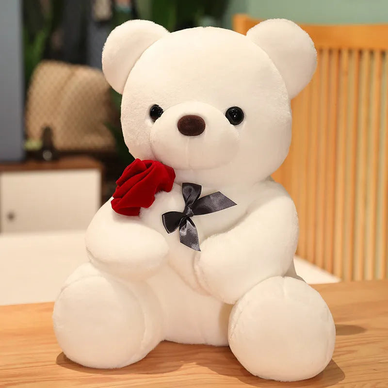 Brown teddy bear plush pillow doll with PP cotton filling and short plush exterior