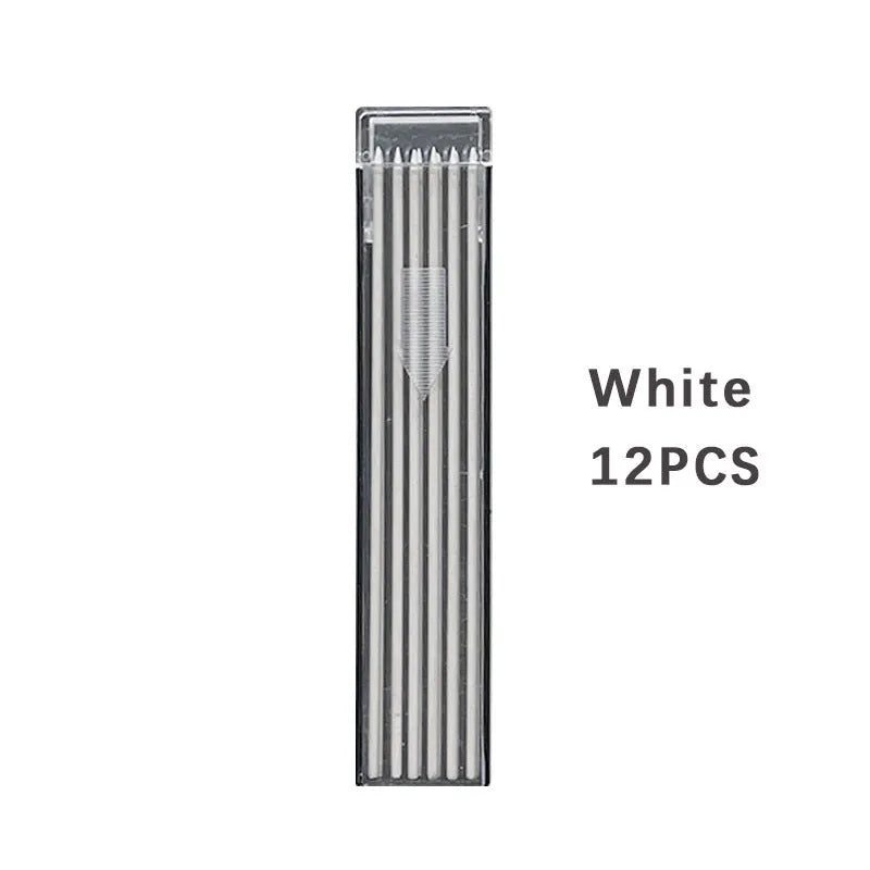 Boxed mechanical pencil replacement leads pack of 12 in rainbow colours in plastic container