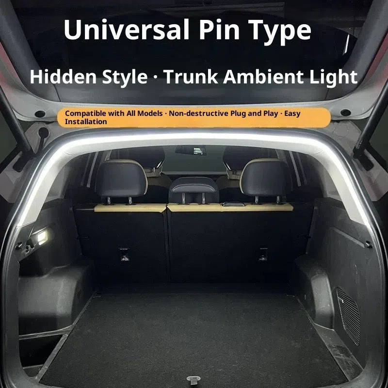 Universal car boot light strip in warm or white light, 2 m or 4 m, with pins and belt tool for rear trunk and tail box