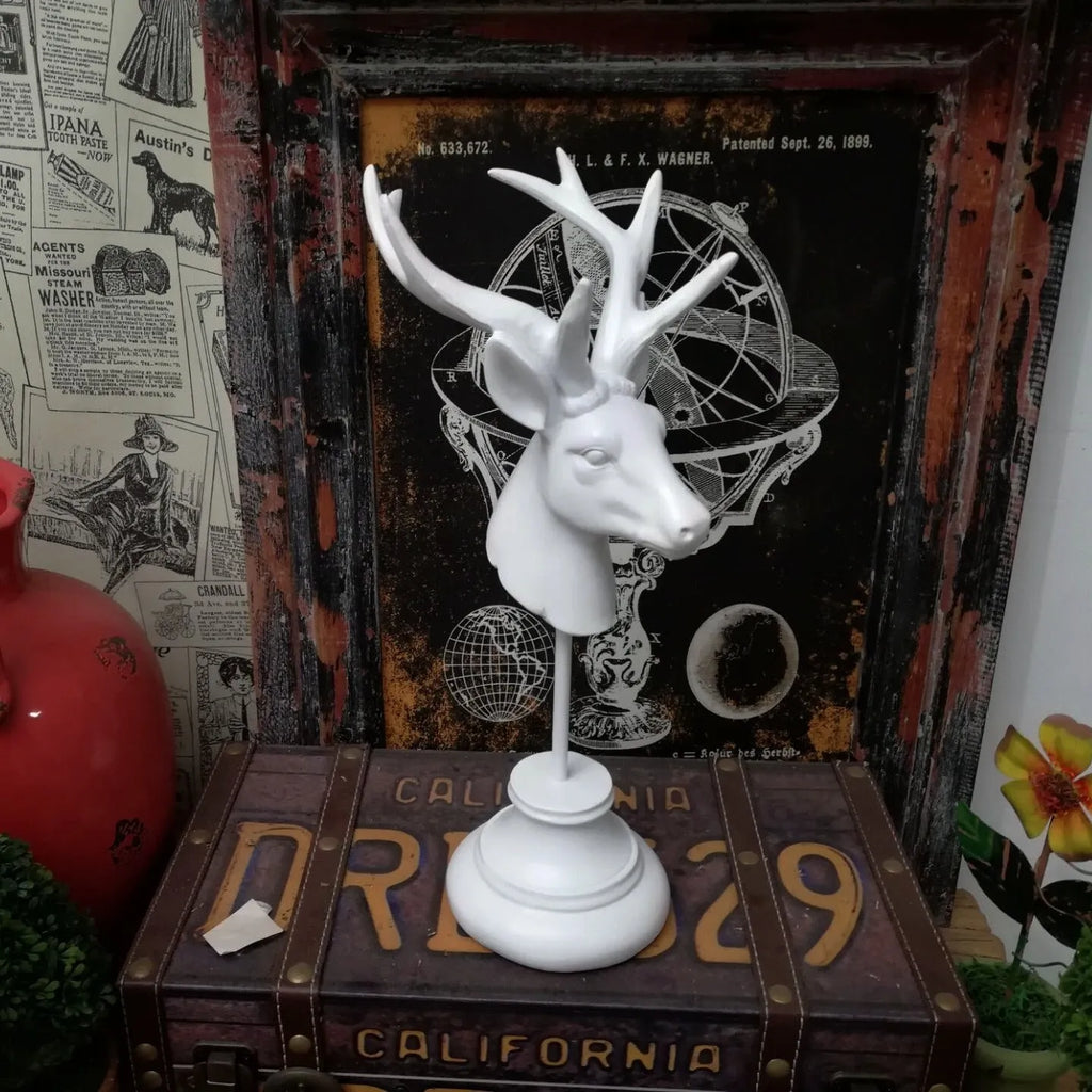 Natural resin animal figurine home decoration in black, white, or wood colour, 32cm tall