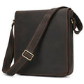 Men's brown leather crossbody bag with first layer cowhide and European retro styling