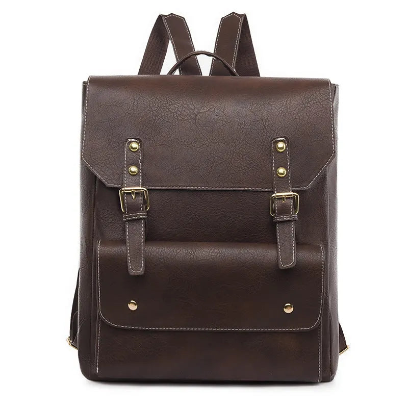 Korean style retro backpack in soft PU material showing ventilation features