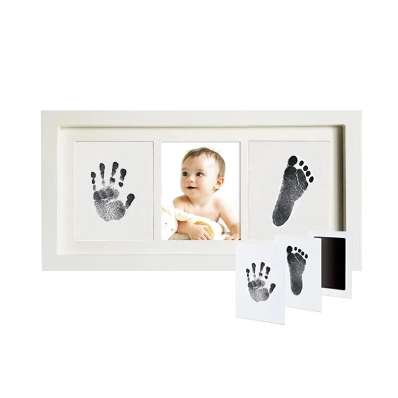 Baby hand and foot print kit with non-toxic disposable ink pad and 35x18cm photo frame