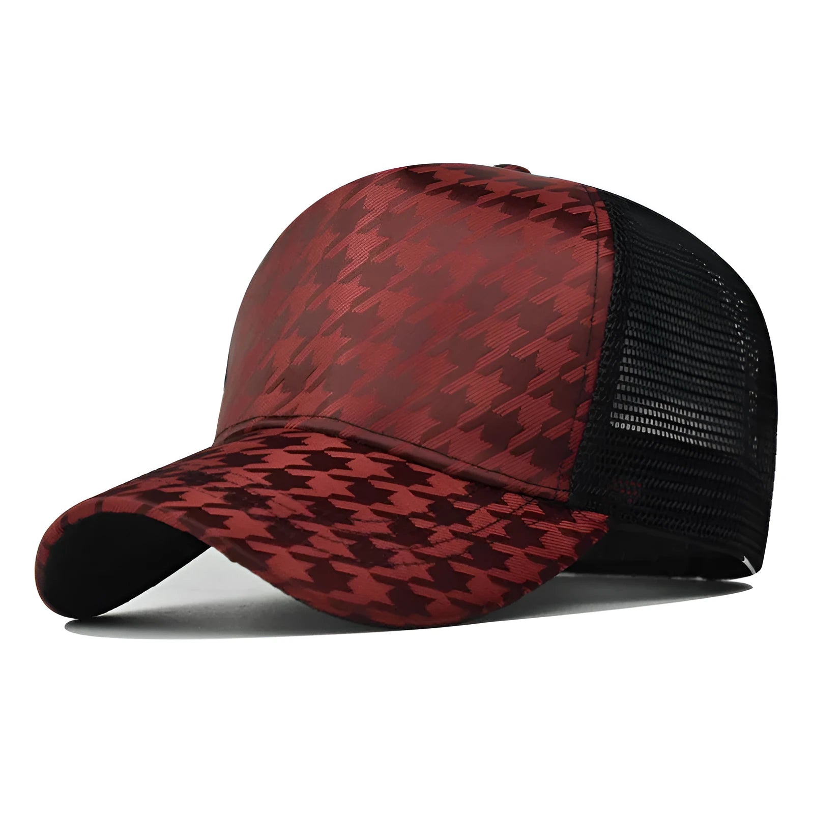 Woolen houndstooth baseball cap for men and women, M size 56-58cm, black colour, plaid pattern