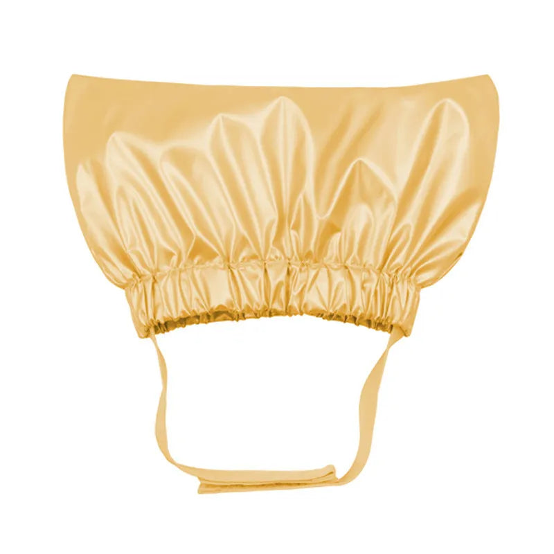 Pet shower cap for cats and dogs in gold colour with adjustable ear protection design