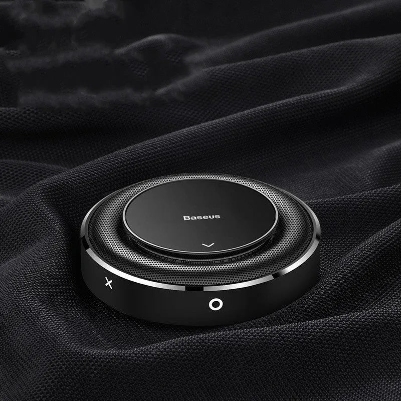 Bess metal fabric car fragrance with round aluminium alloy seat in black, red, or silver colours
