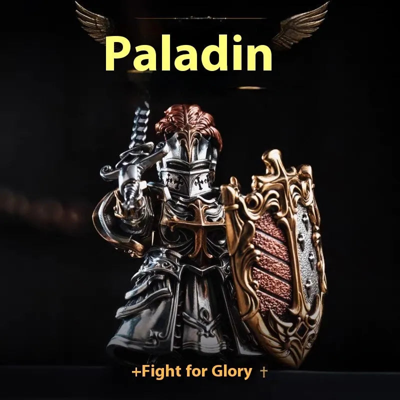 Copper electroplated paladin crusader table ornament with holy sword and shield, national style figurine
