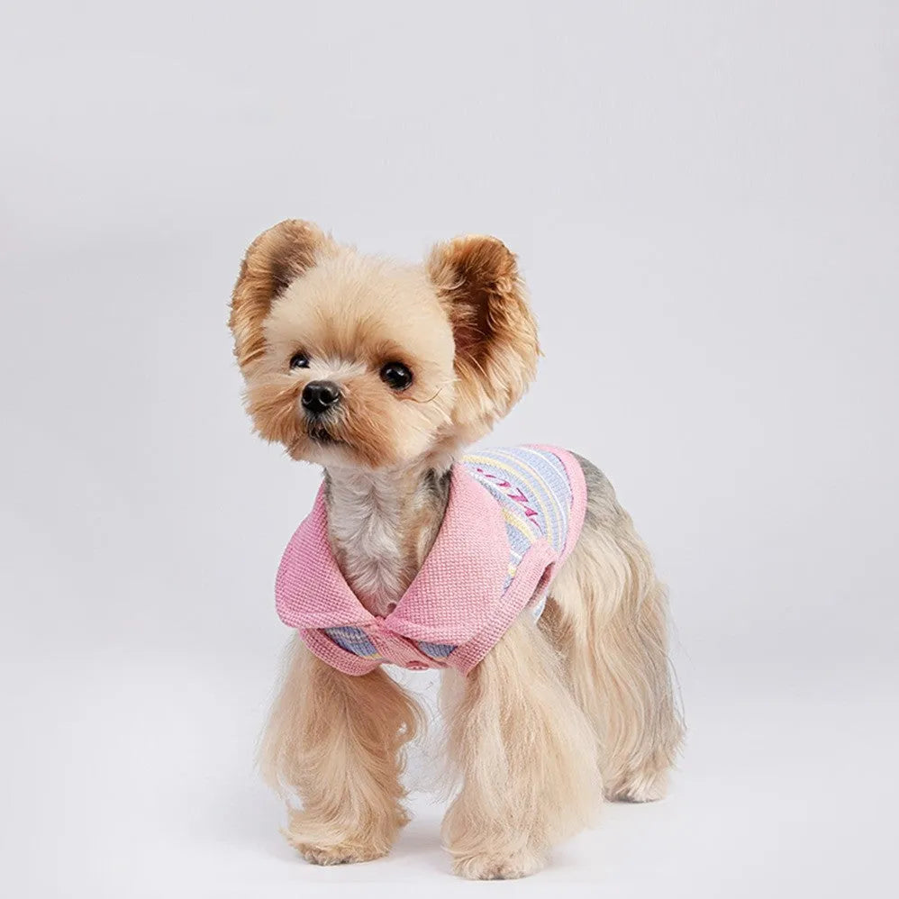 Pink purple autumn vest for small dogs showing lightweight pet clothing design