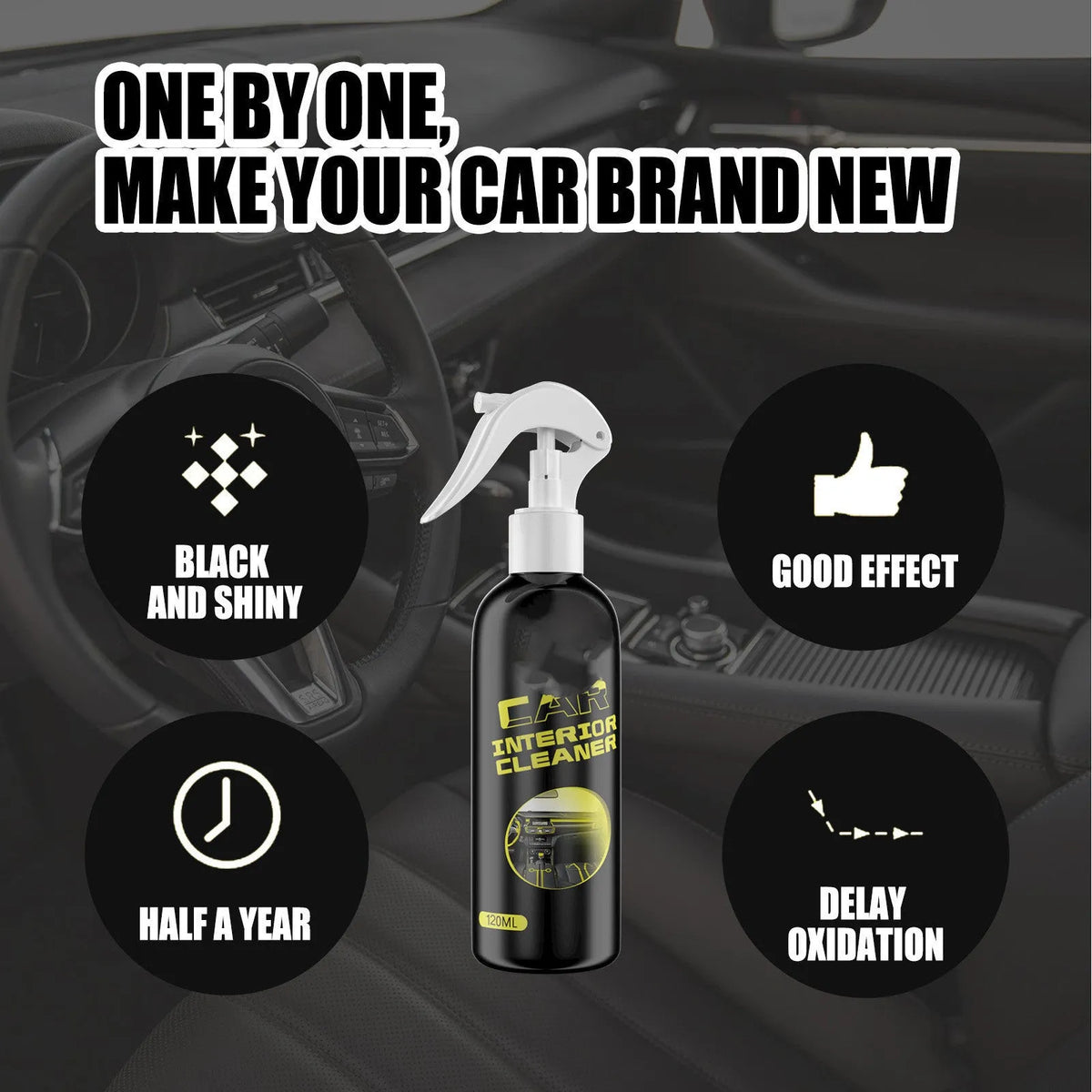 120ml car interior cleaner bottle for leather and dashboard maintenance
