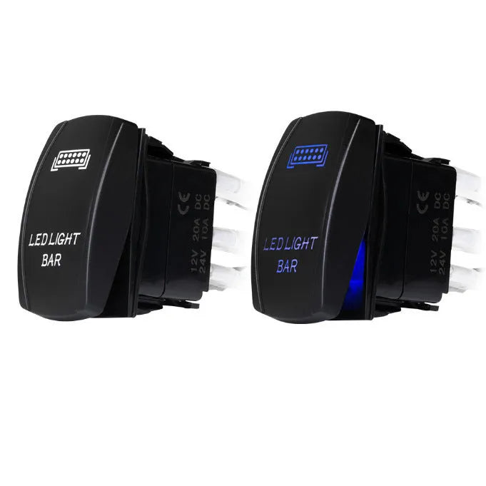 Black 2 metre off road LED spotlight wiring harness with integrated switch and one lamp