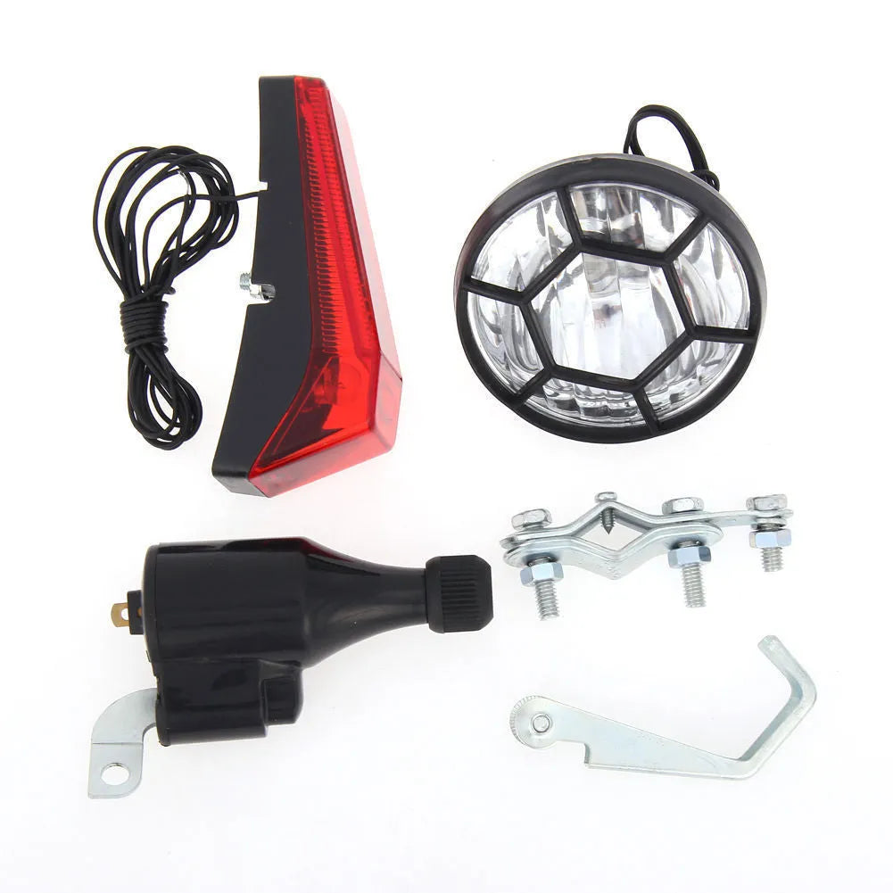 Silver bicycle dynamo light generator modification kit with friction drive for 12V6W and 6V3W power options