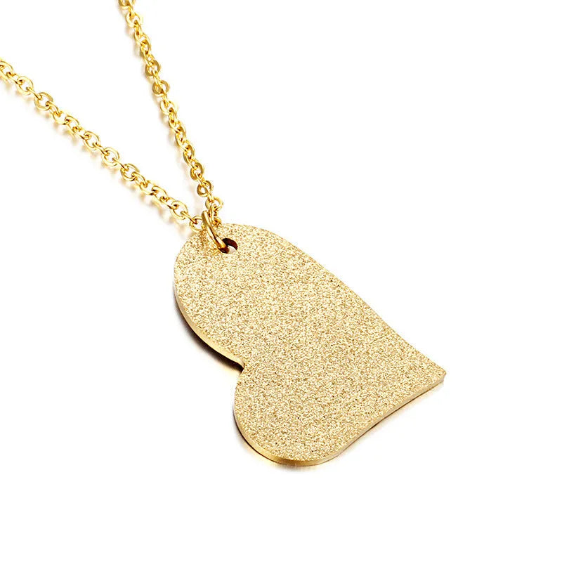 Geometric heart-shaped titanium steel pendant necklace on a 50 cm chain, colour KN25736-Z.