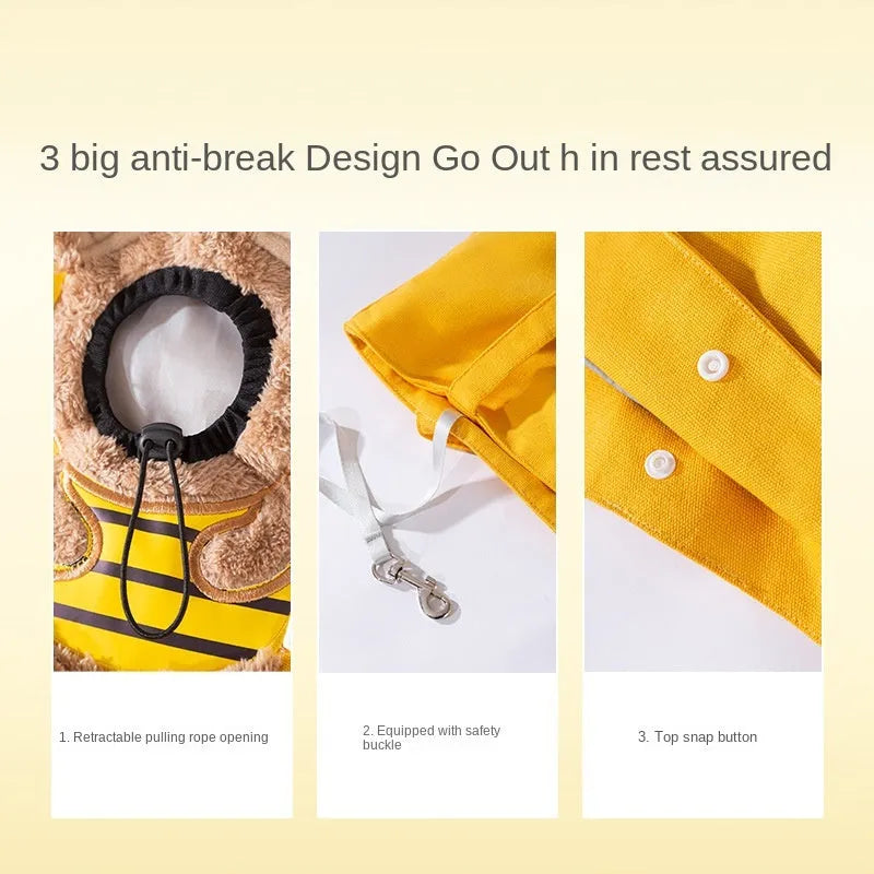Little Bee Design canvas pet carrier bag with adjustable head opening and safety zippers