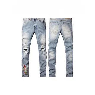 Men's black slim fit skinny jeans with a straight leg and button fly detail.