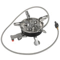 Silver stainless steel portable split stove with copper fittings and 100cm hose for outdoor cooking