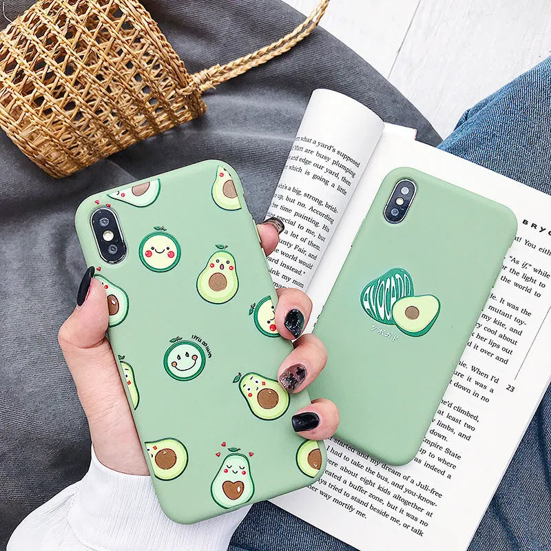 Avocado cartoon design TPU phone case for Apple iPhone models