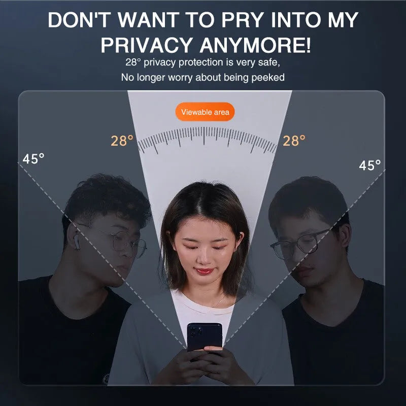 Anti-peeping tempered glass screen protector for iPhone on a phone display