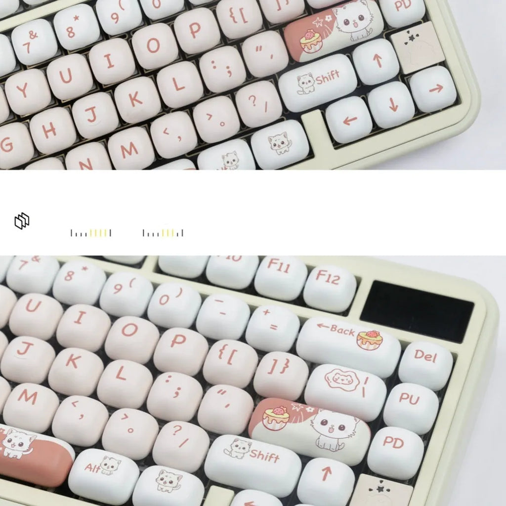 Dessert Cat MOG round sublimation key cap with cartoon dessert cat design for mechanical keyboards