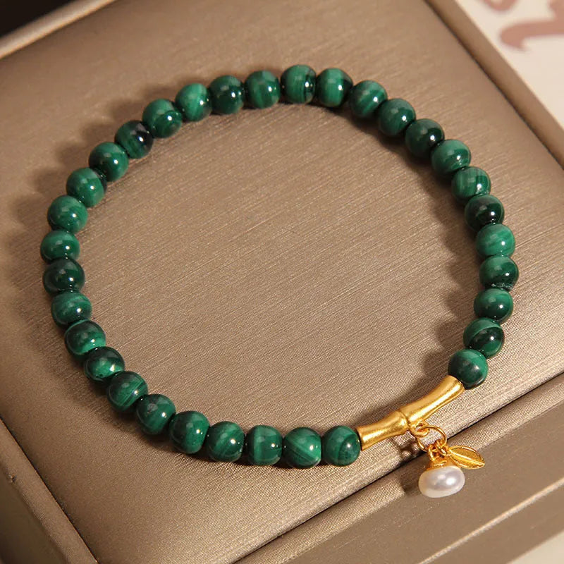 Women's white crystal bamboo bracelet with elasticated band