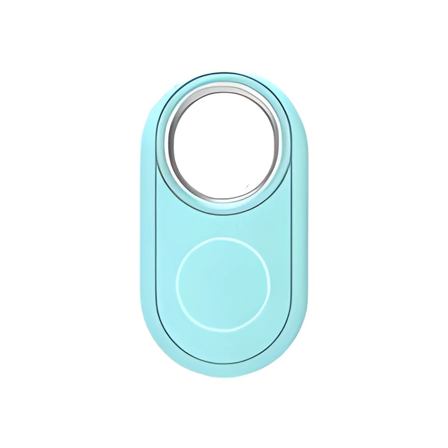 Two-pack of GPS anti-loss trackers in Black, Light blue, Pink, and White with key chain loops