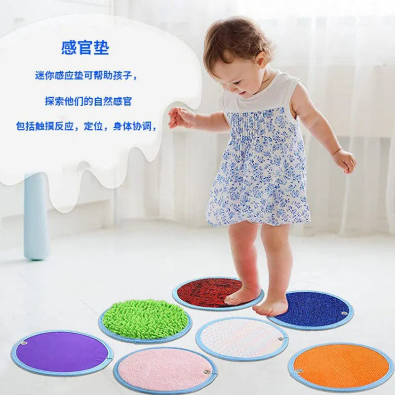 Autism children sensory pad with eight colourful fabric pieces for recovery training and sensory play