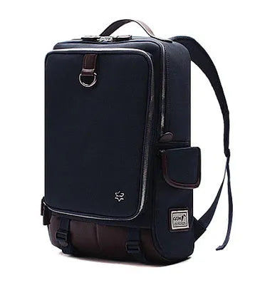 Large men's backpack in Oxford cloth, shown in grey, with dimensions 30cm by 16cm by 46cm.