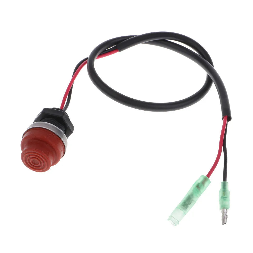 Yamaha outboard motor kill switch with coiled rope safety lanyard in photo colour.