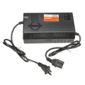 Black 72V20AH electric car charger with choice of AU, EU, or US plug styles