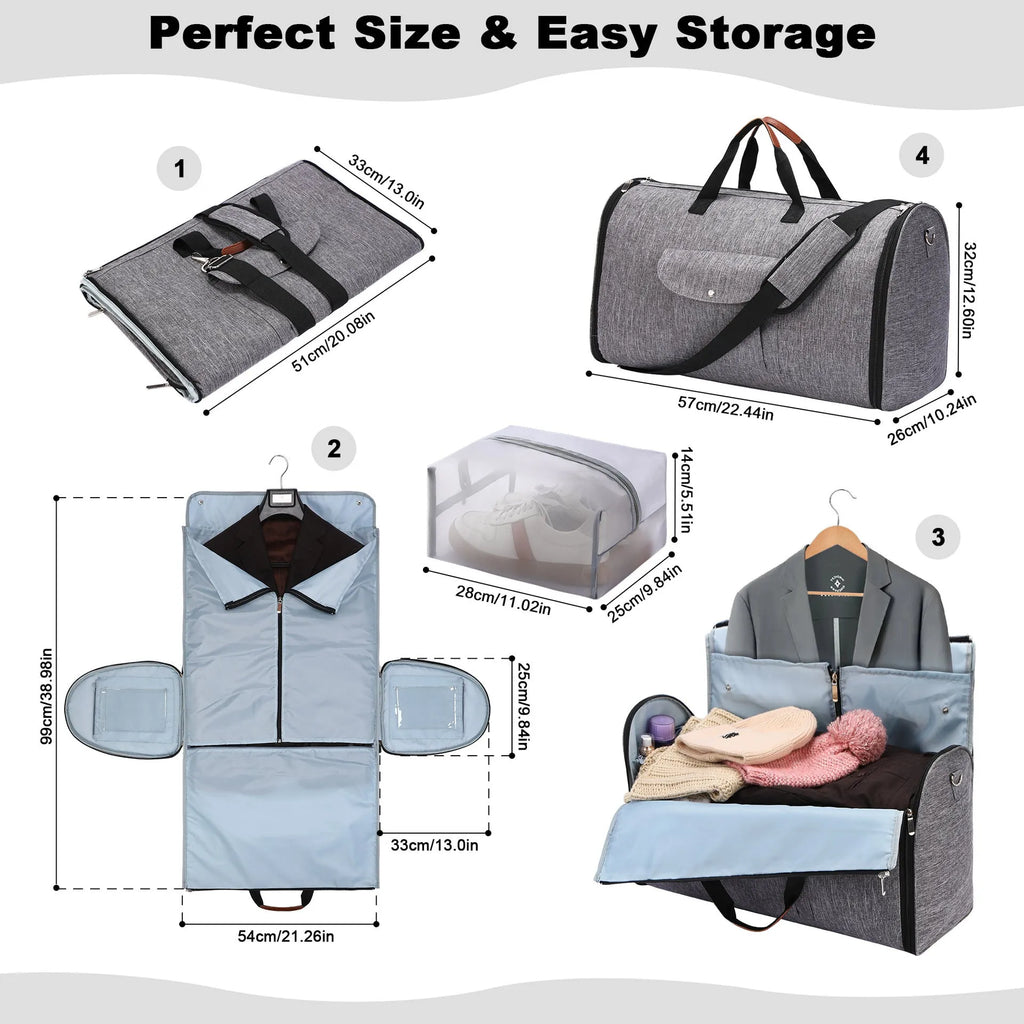 Folding multifunctional luggage duffel bag in Oxford cloth with 36-55L capacity