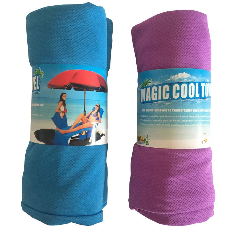 Beach chair cover 215x75cm microfiber fleece in blue for sun lounger