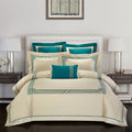 Four-piece embroidered cotton bedding set with traditional embroidery patterns on satin weave fabric