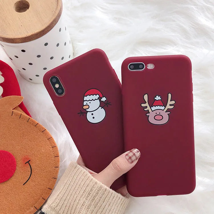 Christmas frosted TPU phone case with elk design for iPhone