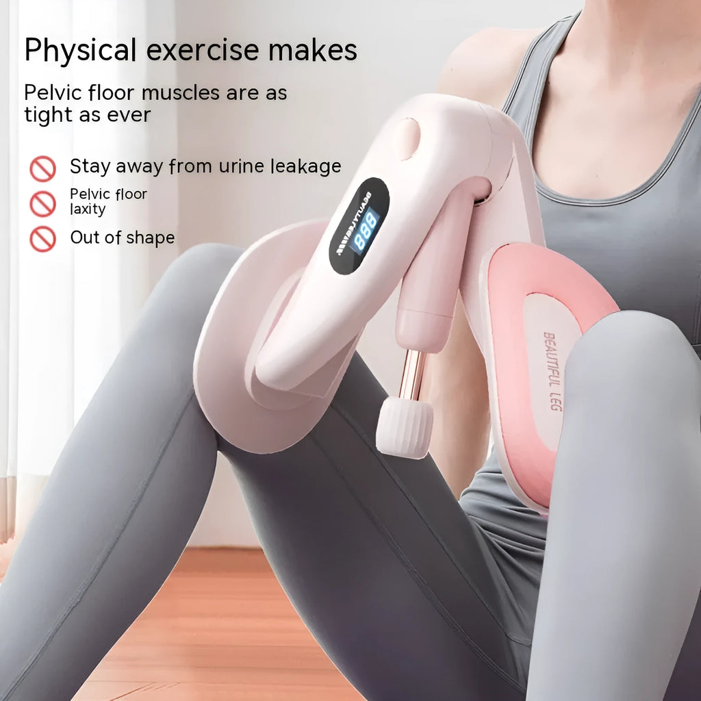Pelvic floor muscle trainer repair device with counting function in blue, grey, green, and pink colour options.